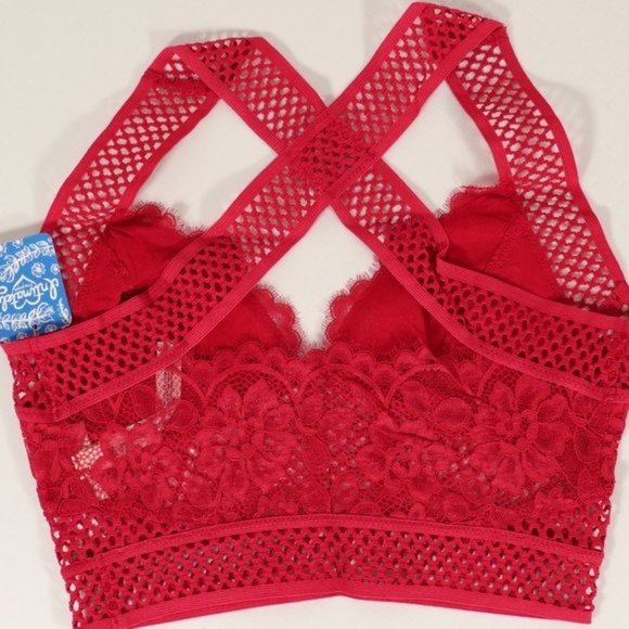 NWT Free People Sitting Pretty Brami in Red - Picture 5 of 9